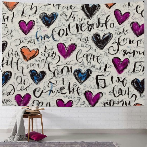BCIIG Hearts Love Art Tapestry Wall Hanging Unique Style Home Decor 40x30inch