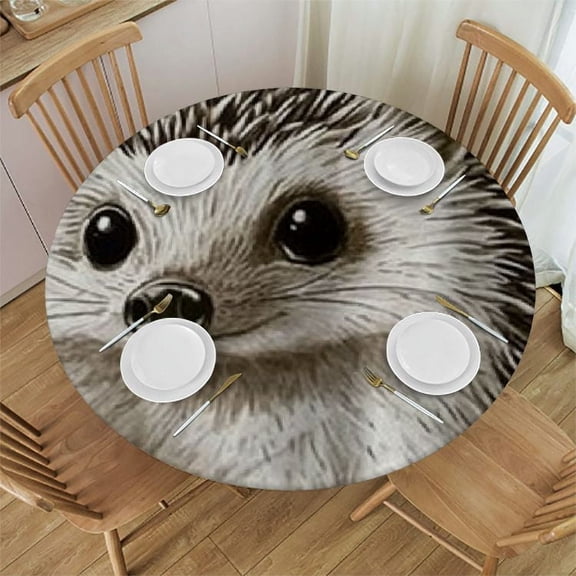 BCIIG Hedgehog Round Tablecloth 100% Polyester Waterproof for Picnic Dining Kitchen Farmhouse - Stain-Resistant and Washable - Indoor and Outdoor Use - Ideal for Restaurants, Weddings, Parties 54"-58