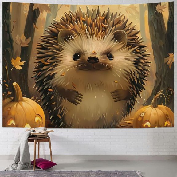 BCIIG Hedgehog Tapestry Wall Hanging Unique Style Graphic Tapestries Home Wall Decor Art for Living Room Bedroom Apartment Farmhouse Dorm Halloween Theme 60x50inch
