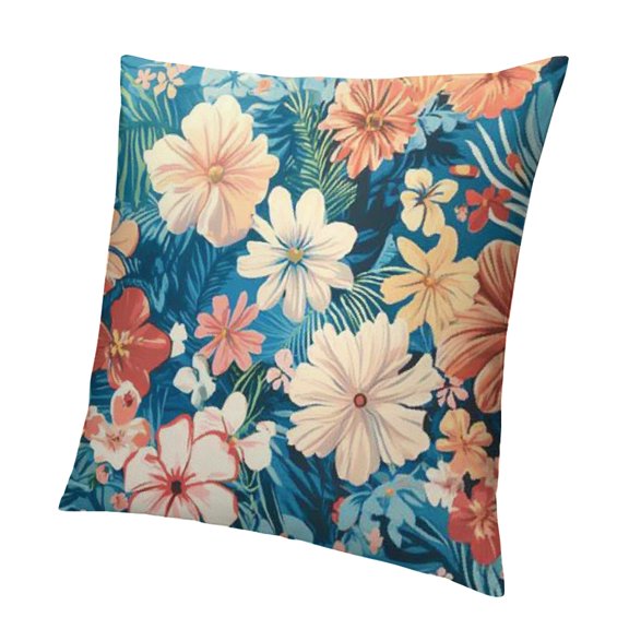 BCIIG Hibiscus pillowcase palm leaf pattern hug pillowcase tropical plant flower cushion cover spring decoration pillowcase room 12x12in