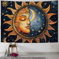 BCIIG Hippie Psychedelic Tapestry Wall Hanging for Bedroom Aesthetic, Sun and Moon Boho Bohemian Tapestries, Colorful Vintage Mandala Outdoor Floral Backdrop Decor for Living Room Dorm 40x30inch