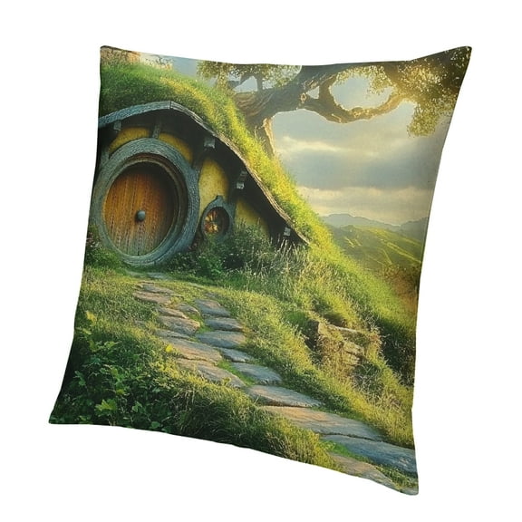 BCIIG Hobbit House Tree Path Short Plush Pillowcase for Home Furnishing 22x22in