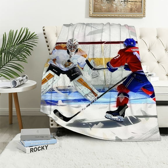BCIIG Hockey Warm Lightweight Blanket Soft Fleece Throw Blanket for Living Rooms Sofa Decor All Seasons Gift 50x60in