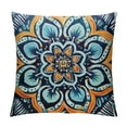 thumbnail image 1 of BCIIG  Home Decoration Throw Pillow Case Navy Blue and Orange Bohemian Zen Mandala 22X22 Inch Square Pillowcase Cushion Cover Double Sided Printed, 1 of 5