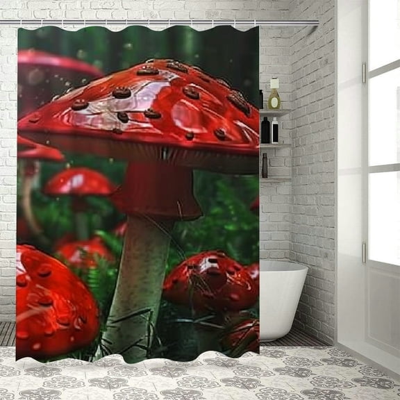 BCIIG Human Face Mushroom Shower Curtain 100% Polyester with Hooks 36"x72