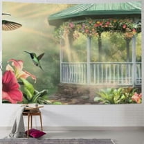 BCIIG Hummingbird Garden Tapestry Wall Hanging Unique Style Graphic Tapestries Home Wall Decor Art Living Room Bedroom 40x30inch