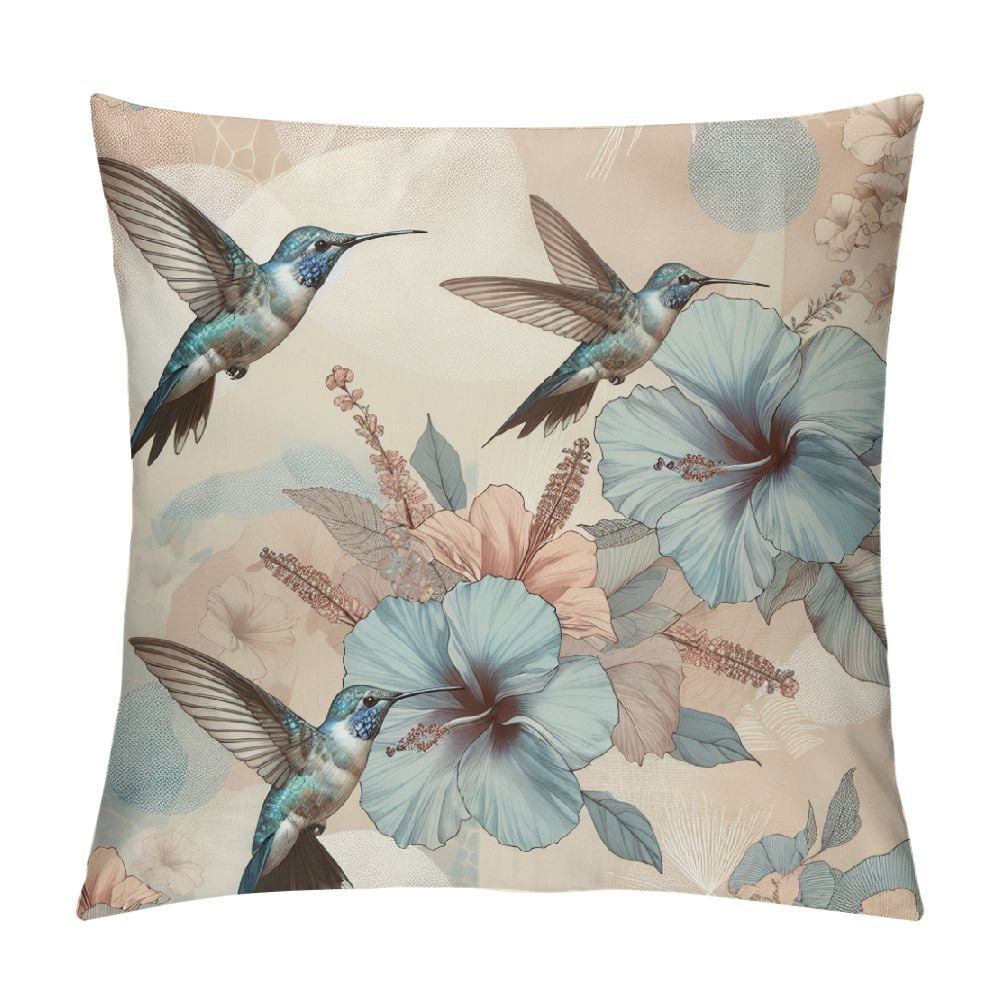 BCIIG Hummingbird Throw Pillow Cushion Cover, Birds and Hibiscus ...