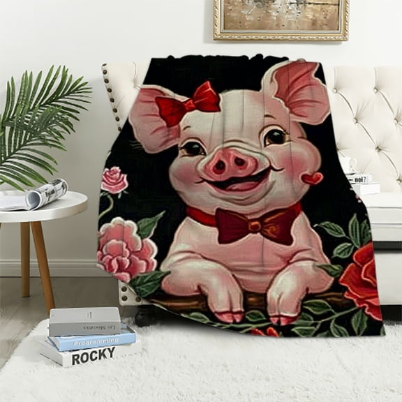 BCIIG I Just Really Like Pigs Ok Soft Blanket Bedding Sherpa Blanket Warm Fluffy Blankets for Bedroom Living Room Sofa Couch Camping Gift Kid 60x80in