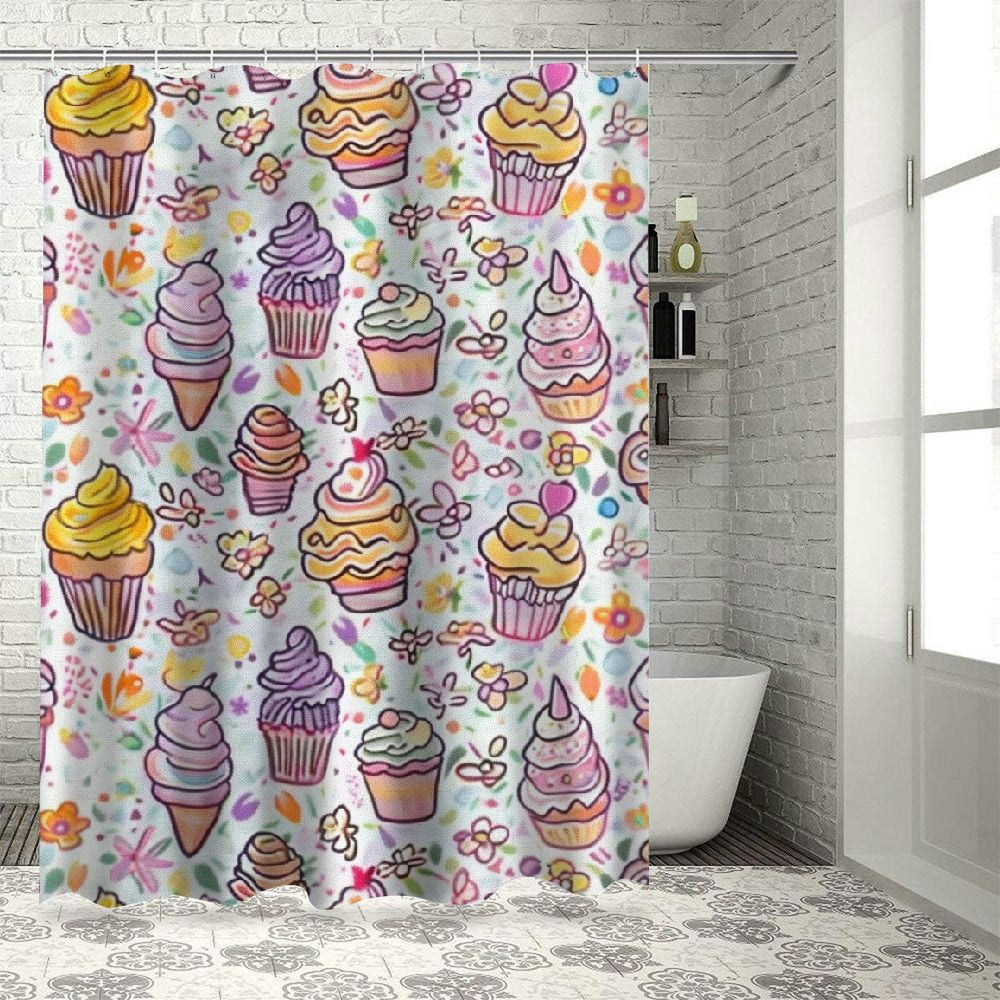 Biscuit Cookie Print Pattern Bathroom Shower Curtain