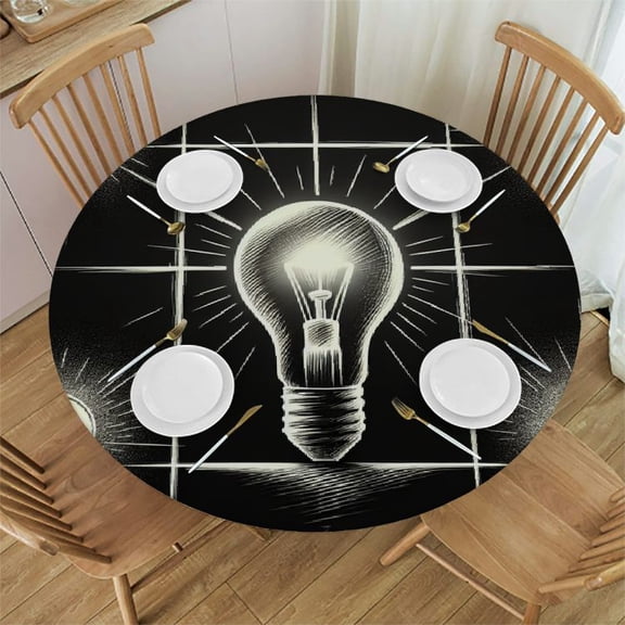 BCIIG Ideas Inspiration Creativity Round Table Cover Stain Resistant Washable Indoor Outdoor Tablecloth Kitchen Dining Wedding Parties Waterproof Fabric 100% Polyester 46-50