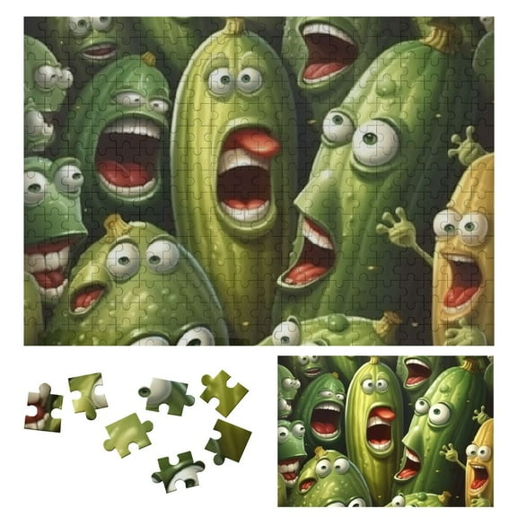 BCIIG Impossible Wooden Puzzles Challenging Difficult Wood Puzzles for Adults Gift for Family Friends Pickles Faces Mouths Theme 300 PCS