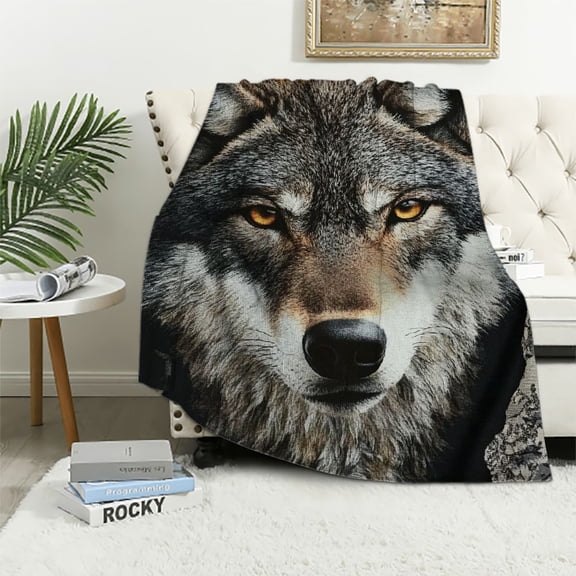 BCIIG for Intrepid Wolf Gaze Throw Blanket – Ultra Soft, Comfy, Warm Flannel – Lightweight, Fuzzy, Cozy, Anti-Pilling Cover for Couch, Travel, Bedroom, Bed, Living Room  40x50in