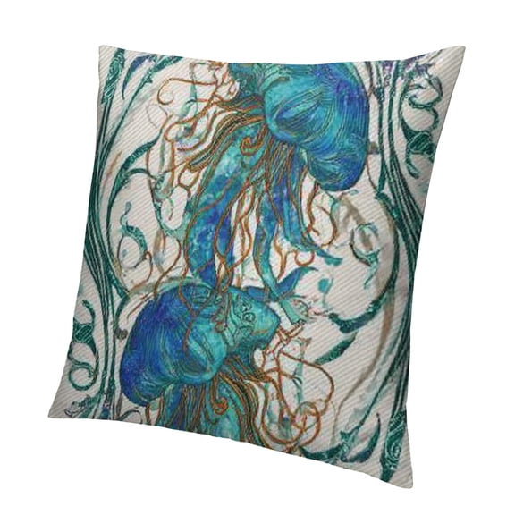 BCIIG Jellyfish Fish Art Nouveau Pillow Case for Home Furnishing 22x22in