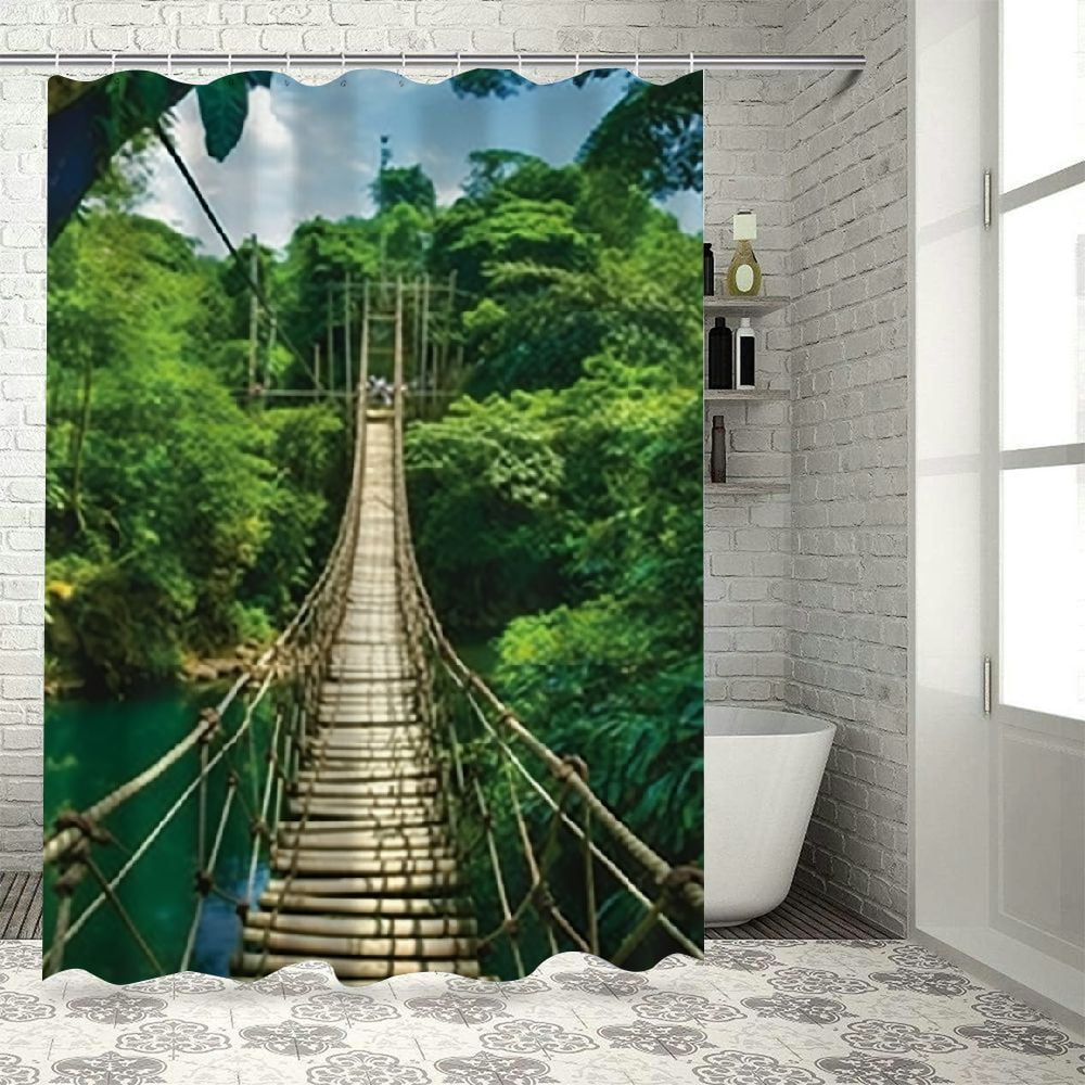 BCIIG Jungle Bathroom Decor Set with Hooks Polyester Fabric Shower