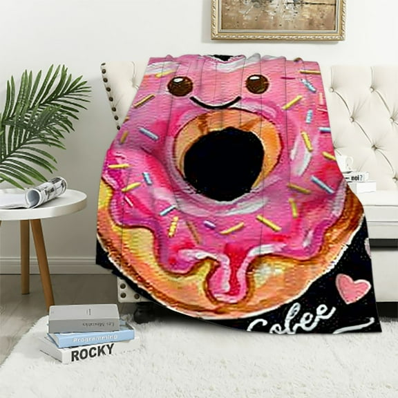 BCIIG Just A Girl Who Loves Donuts Blanket Soft Warm Cozy Sweet Donut Throw Blankets for Boys Girls Fuzzy Plush Blanket Fleece Lightweight Flannel Kid Adults Gift for Bed Couch Sofa  40x50in