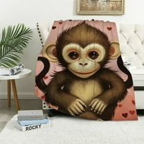 BCIIG Just A Girl Who Loves Monkeys Blanket Cute Funny Monkey Decor Throw Blanket Gifts for Girls Boys Super Warm Soft Plush Fleece Flannel Blanket Winter Couch Bedding Blanket for Baby Kids  40x50in