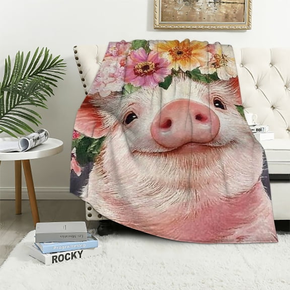 BCIIG Just Really Like Pigs Ok Blanket, Cute Pig Blanket Gifts for Girls Kids, Cartoon Pink Piggy Print Throws Blanket for Pig Lovers, Funny Blanket Prefect for Bed Sofa Birthday Present 60x80in