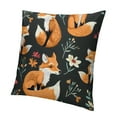 thumbnail image 1 of BCIIG   Kids Cute Fox Throw Pillow Covers Boys Girls  Cartoon Fox Pillow Covers Floral Grass Cushion Covers Jungle Woodland Animal Decorative Pillow Covers Bedroom Decor Black Orange 18x18in, 1 of 5