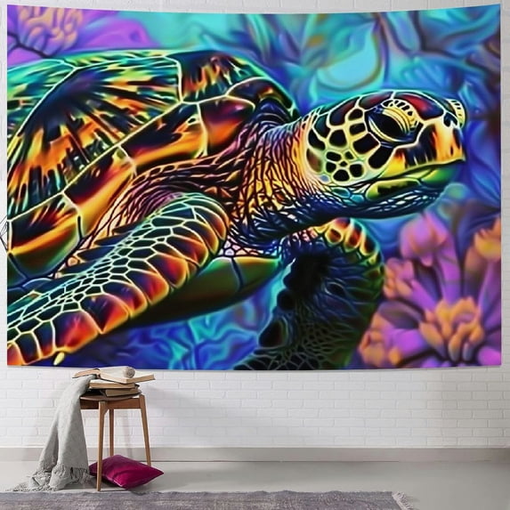 BCIIG Kids Sea Turtle Tapestry Ocean Reptile Tortoise Wall Hanging for Boys Girls Teens Bedroom Decor Coastal Wall Blanket Nautical Beach Green Wall Art