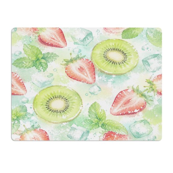BCIIG Kiwi Mint Strawberry Mouse Pad, Square Smooth Surface Desk Mat, Stitched Edge for Office, Laptop, Computer, Home,