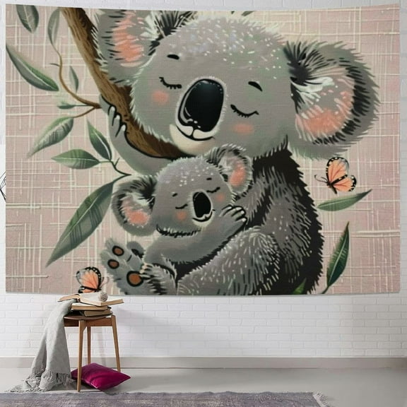 BCIIG Koala Baby Butterfly Tapestry Wall Hanging Unique Style Graphic Tapestries Home Wall Decor Art for Living Room Bedroom Dorm Farmhouse 40x30inch