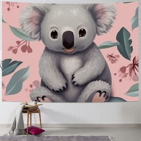 BCIIG Koala Bear Leaves Flowers Tapestry Wall Hanging Unique Style Graphic Tapestries Home Wall Decor Art for Living Room Bedroom Apartment Farmhouse Dorm Decorations for Dorm Tapestry 40x60inch