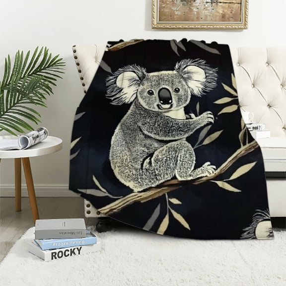 BCIIG Koala Bear Leaves Warm Lightweight Blanket Soft Fleece Throw Blanket All Seasons Super Soft Blanket for Living Rooms Sofa Decor Cow Gifts, Flannel Material Blanket 40x50in