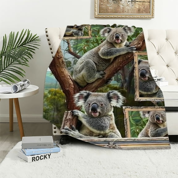 BCIIG Koala Blanket, Koala Gifts for Boys Girls, Kids Throw Blanket for Couch Bed Sofa Travel, Toddler Cozy Fuzzy Soft Flannel Fleece Blanket for Daycare Nap Preschool, Small Size 50x60in