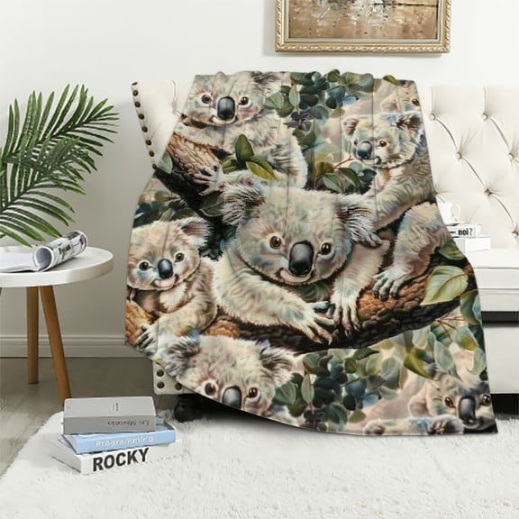 BCIIG Koala Blanket for Boys Girls, Cute Koala Themed Design Printed Throw Blankets for Kids Lap, Chair Sofa, Warm Soft Cozy Blanket 50x60in