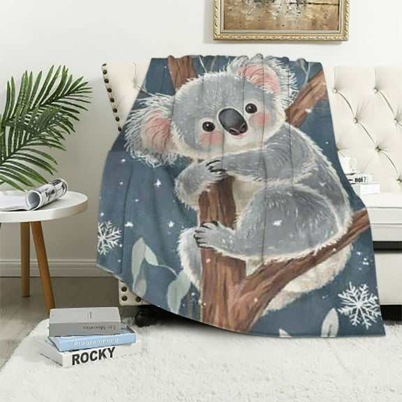 BCIIG Koala Pattern Blanket, Cute Animal-Themed Throw with Koala Design, Soft Cozy Lightweight Blanket, for Kids and Animal Lovers 40x50in