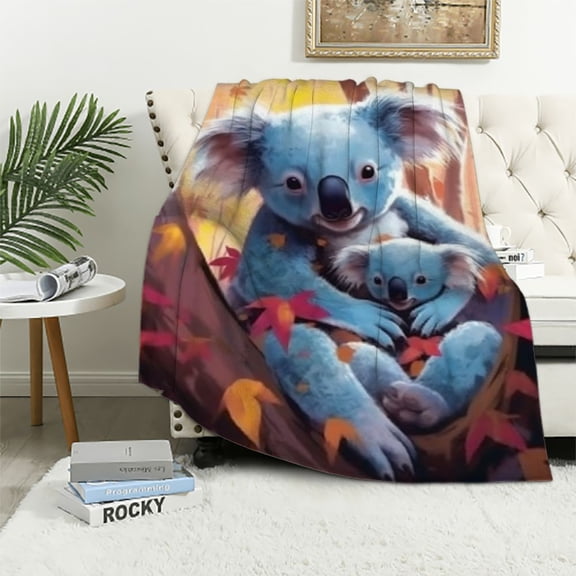 BCIIG Koala Theme Warm Lightweight Blanket Soft Fleece Blankets for All Seasons - Perfect Gifts for Living Rooms Sofa Decor 60x80in