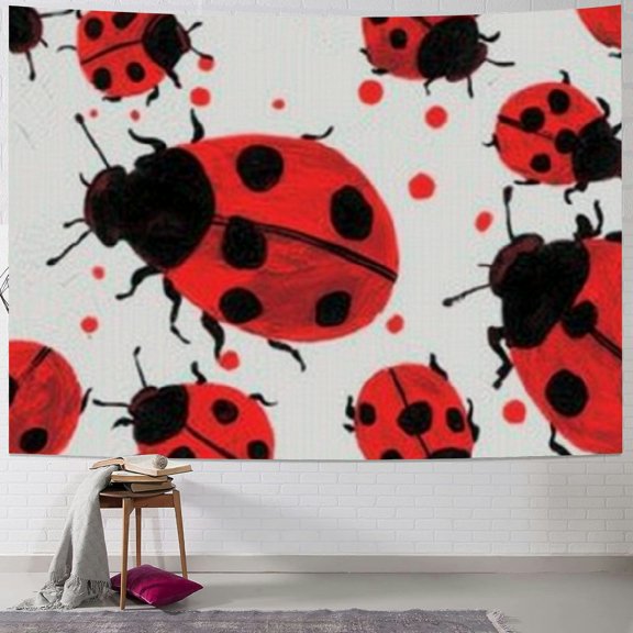 BCIIG Ladybug Tapestry Wall Hanging Unique Style Graphic Tapestries Home Wall Decor Art for Living Room Bedroom Apartment Farmhouse Dorm 40x60inch