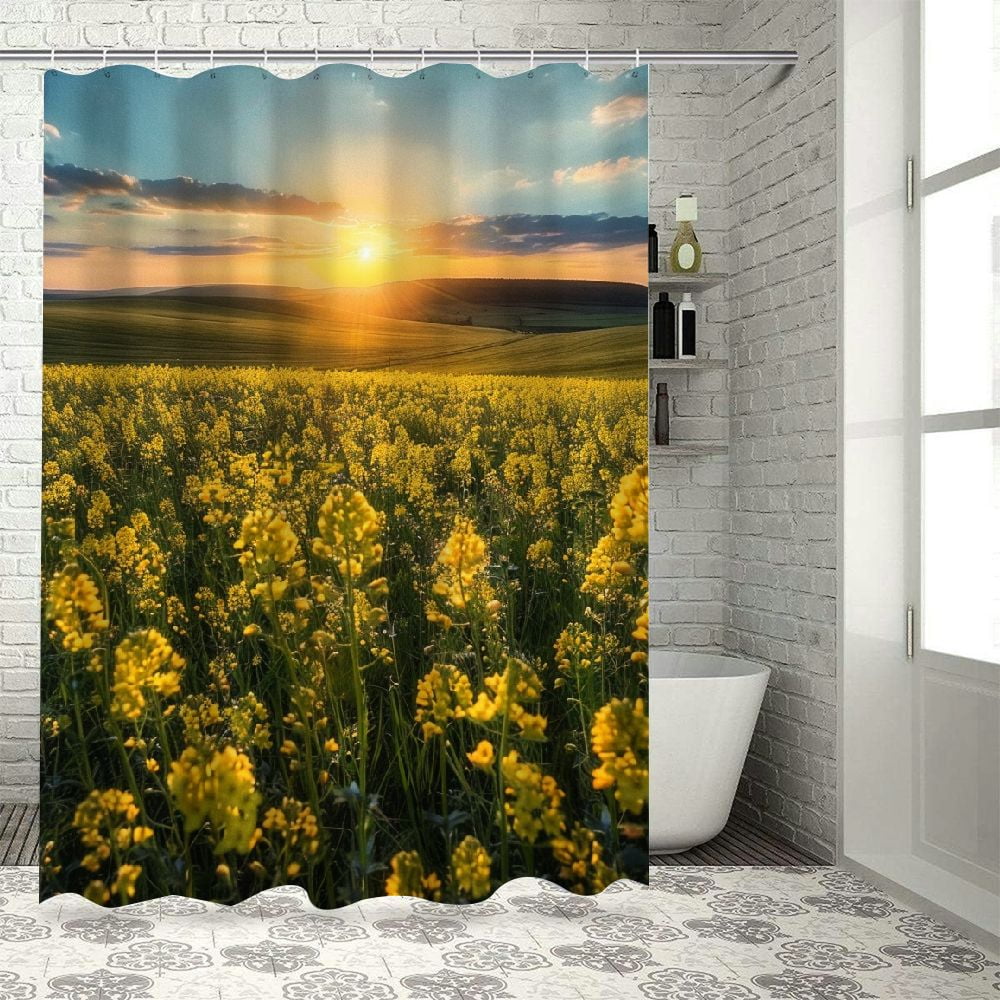 JAZEAOI Teal Abstract Oil Painting Shower Curtain - Waterproof Polyester, 72x72 Inch With Hooks