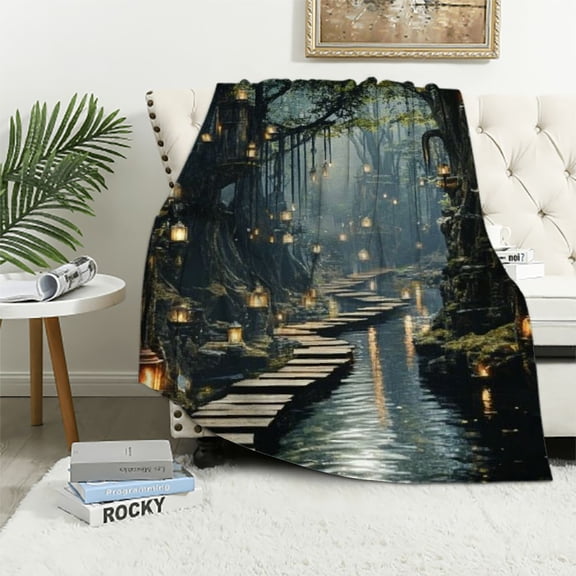 BCIIG Lanterns Warm Lightweight Blanket Soft Fleece Blankets Throw Blanket for All Seasons 40x50in