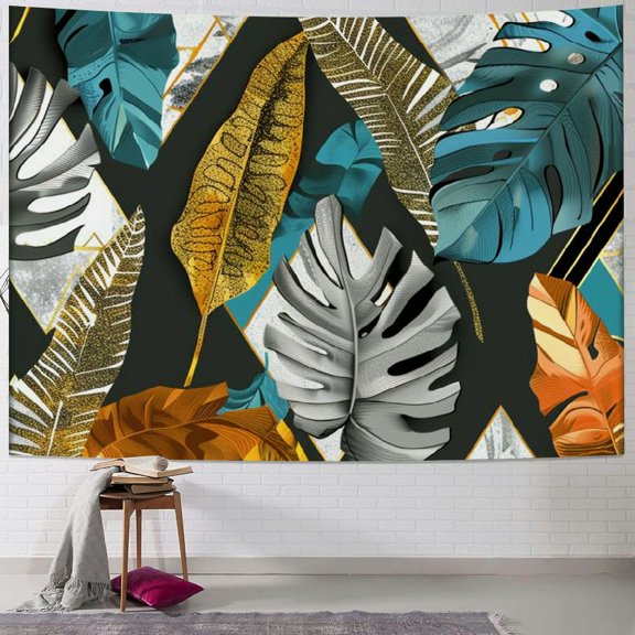 BCIIG Leaf Pattern Triangle Tapestry Wall Hanging Unique Style for Home Decor - Graphic Tapestries for Living Room, Bedroom, Apartment, Farmhouse, Dorm 40x30inch
