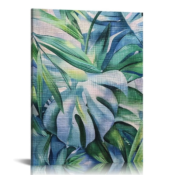 BCIIG Leaves Blue Stripe Generative Art Fine Art Aesthetic Poster & Print Wall Painting for Living Room Bedroom Home Office Wall Decor 12x16 in