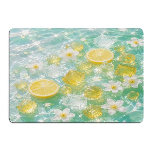 BCIIG Lemon Blossom Ice Water Pattern Mouse Pad, Square Smooth Surface Desk Mat, Stitched Edge for Office, Laptop, Computer, Home,