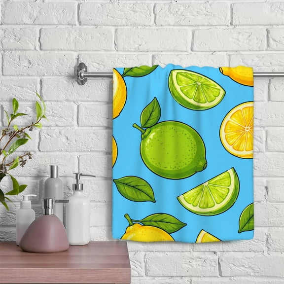 BCIIG Lemon Lime Citrus Fruit Hand Towel, 100% Polyester Absorbent Hand Towels, Soft Bath Towel For Kitchens Bathrooms Showers