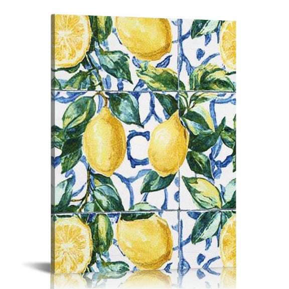 BCIIG Lemon Tiles Summer Canvas Prints Wall Art for Home Decor 12x16 in