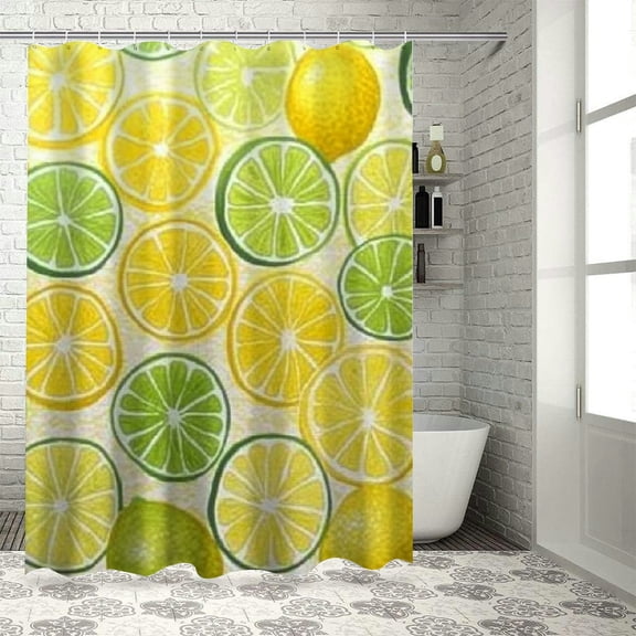 BCIIG Lemons Limes Fruit Bathroom Shower Curtain Set with Hooks 36"x72