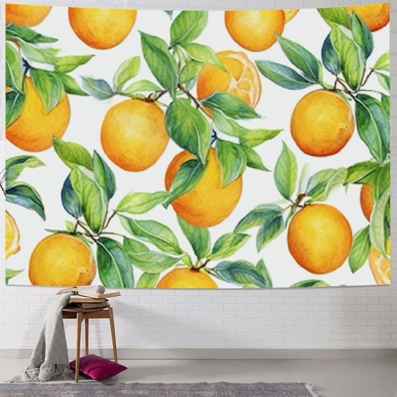 BCIIG Lemons Oranges Leaves Tapestry Wall Hanging Unique Style Home Wall Decor Art Living Room Bedroom Apartment Farmhouse Dorm 40x30inch