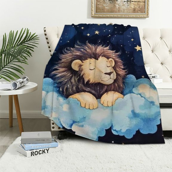 BCIIG Leo Cloud Blanket Cute Cloud Animal Pattern Design Boys Girls Blanket Cute Fluffy Cozy Soft Plush Blanket Bed Sofa Living Room Sofa Chair   50x60in