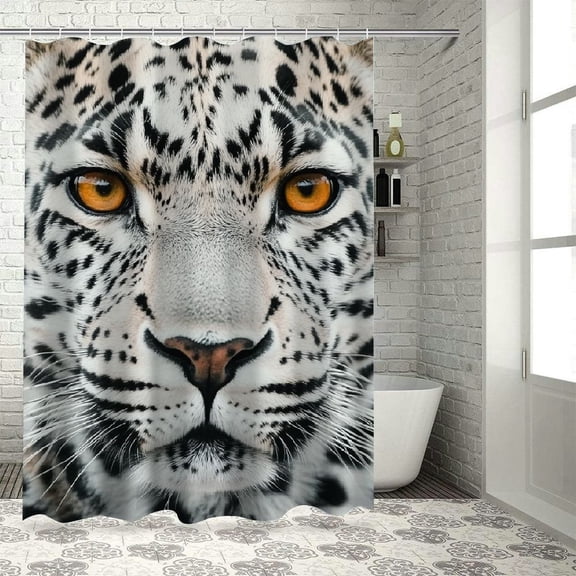 BCIIG Leopard Eyes Bathroom Decor Set Polyester Fabric Fashion Shower Curtain with Hooks 36"x72