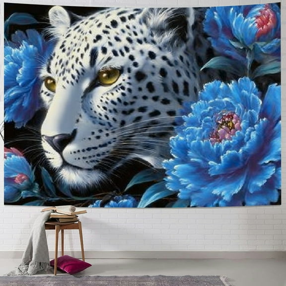 BCIIG Leopard Flowers Tapestry Wall Hanging Home Decor Art 60x50inch