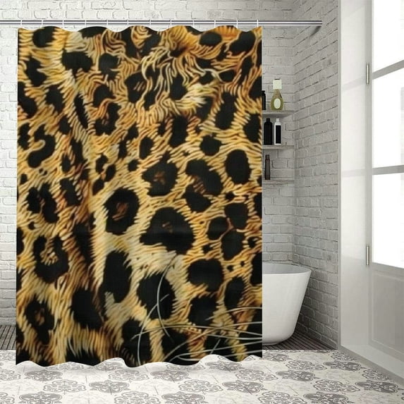 BCIIG Leopard Print Bathroom Decor Set with Hooks, Colorful Luxurious Graphic Print Polyester Fabric Fashion Shower Curtain, Waterproof Washable Curtain with Hooks 69x72