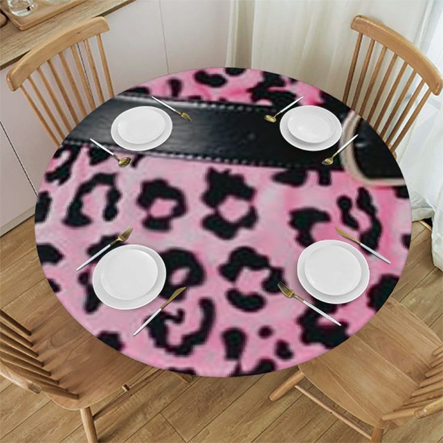 BCIIG Leopard Print Round Table Cover Stain Resistant, Washable Indoor