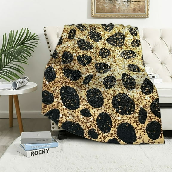 BCIIG Leopard Print Throw Blanket,,Soft,Lightweight Flannel,Cheetah Gold Glitter Gradient Blankets - Gifts for Women & Animal Lovers,for Couch Office Travel,Home Living Room Bed Decor 60x80in