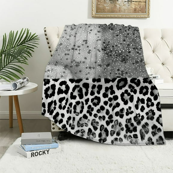 BCIIG Leopard Print Warm Lightweight Blanket Soft Fleece Throw Blanket Living Rooms Sofa Decor All Seasons Bed Gift 40x50in