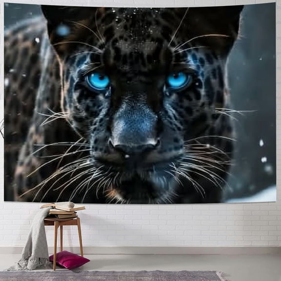 BCIIG Leopard Snow Blue Eyes Tapestry Wall Hanging Unique Style Graphic Tapestries for Home Wall Decor Living Room Bedroom Dorm Apartment Farmhouse 40x60inch