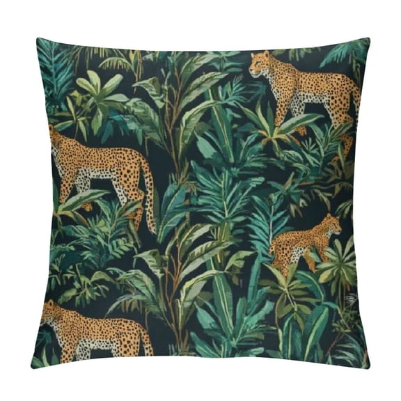 BCIIG Leopards Jungle Maximalism Graphic Decorative Cushion Throw Pillow Cover for Home Couch Living Room Bed Sofa 22x22in